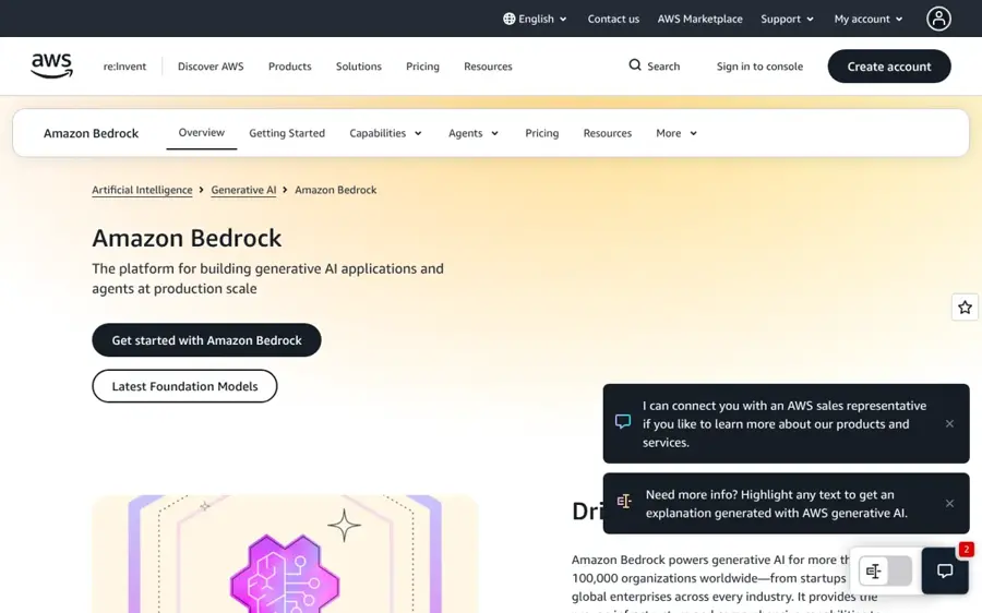 Amazon Bedrock homepage
