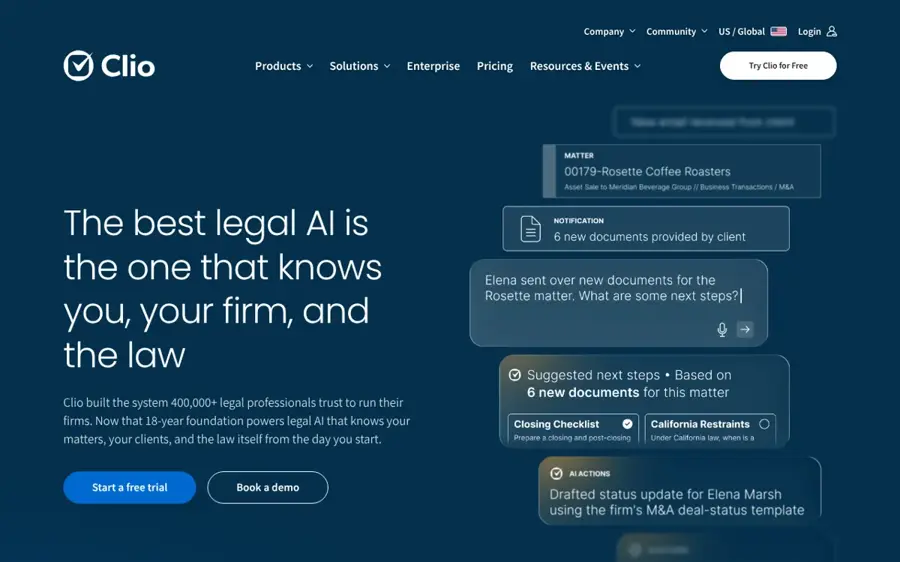 Clio homepage