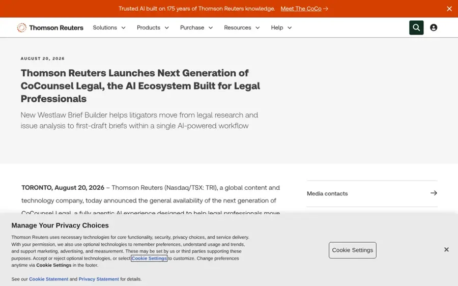CoCounsel Legal homepage