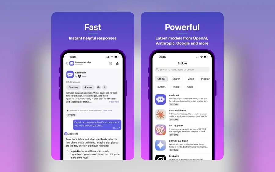 Poe app screenshots from the App Store