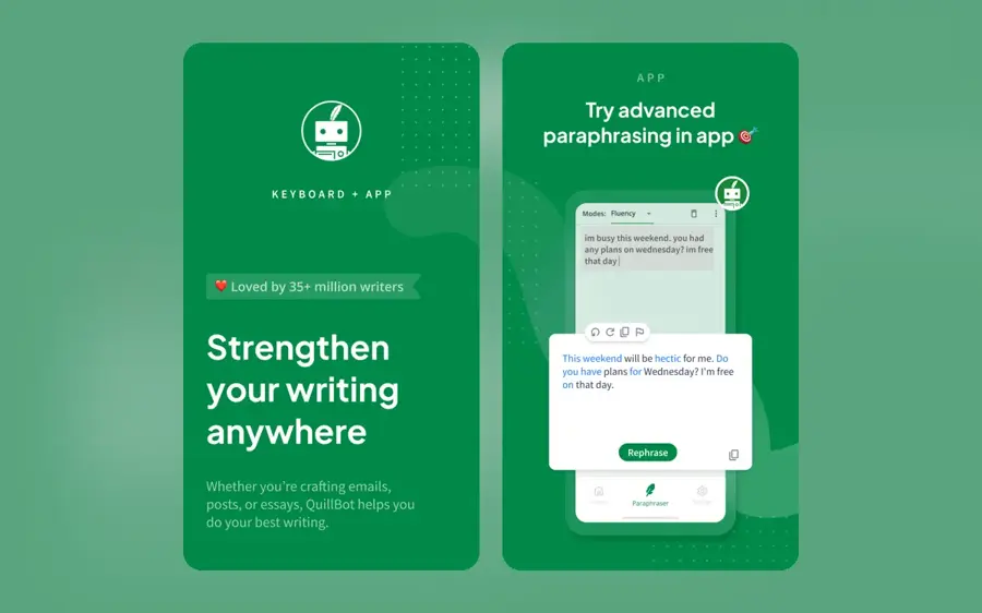 QuillBot AI Humanizer app screenshots from the App Store