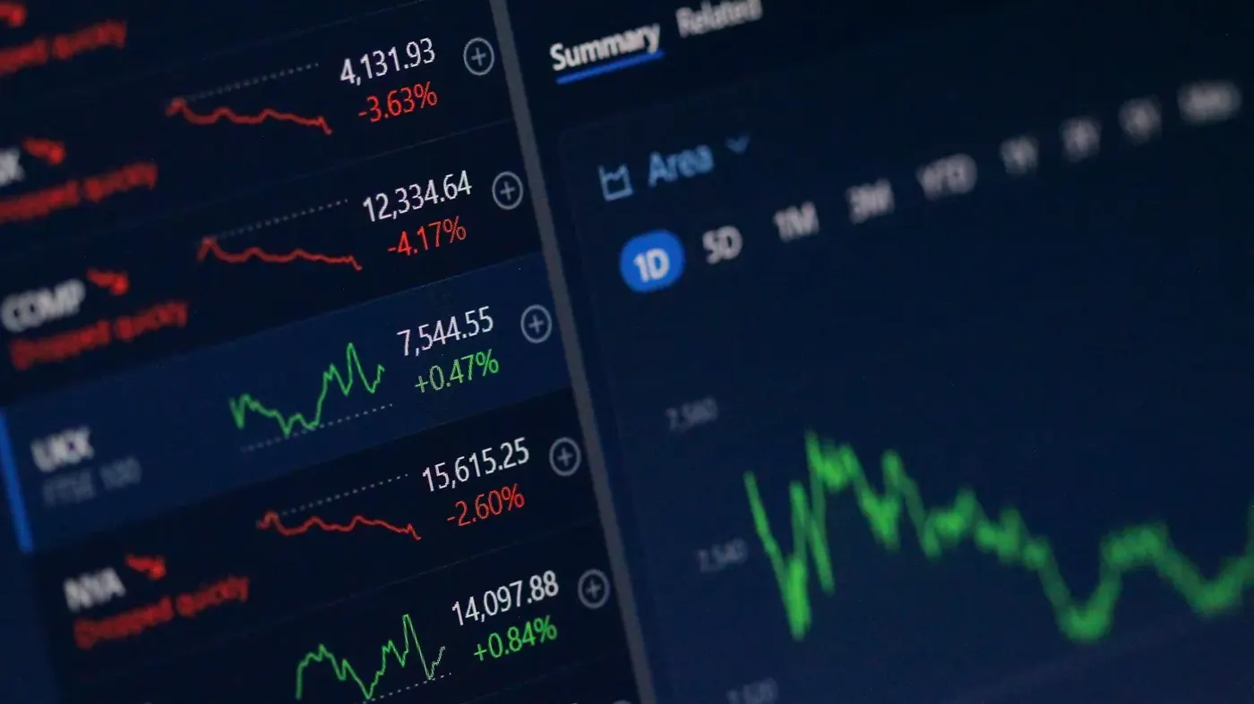 Financial charts on a dark trading screen