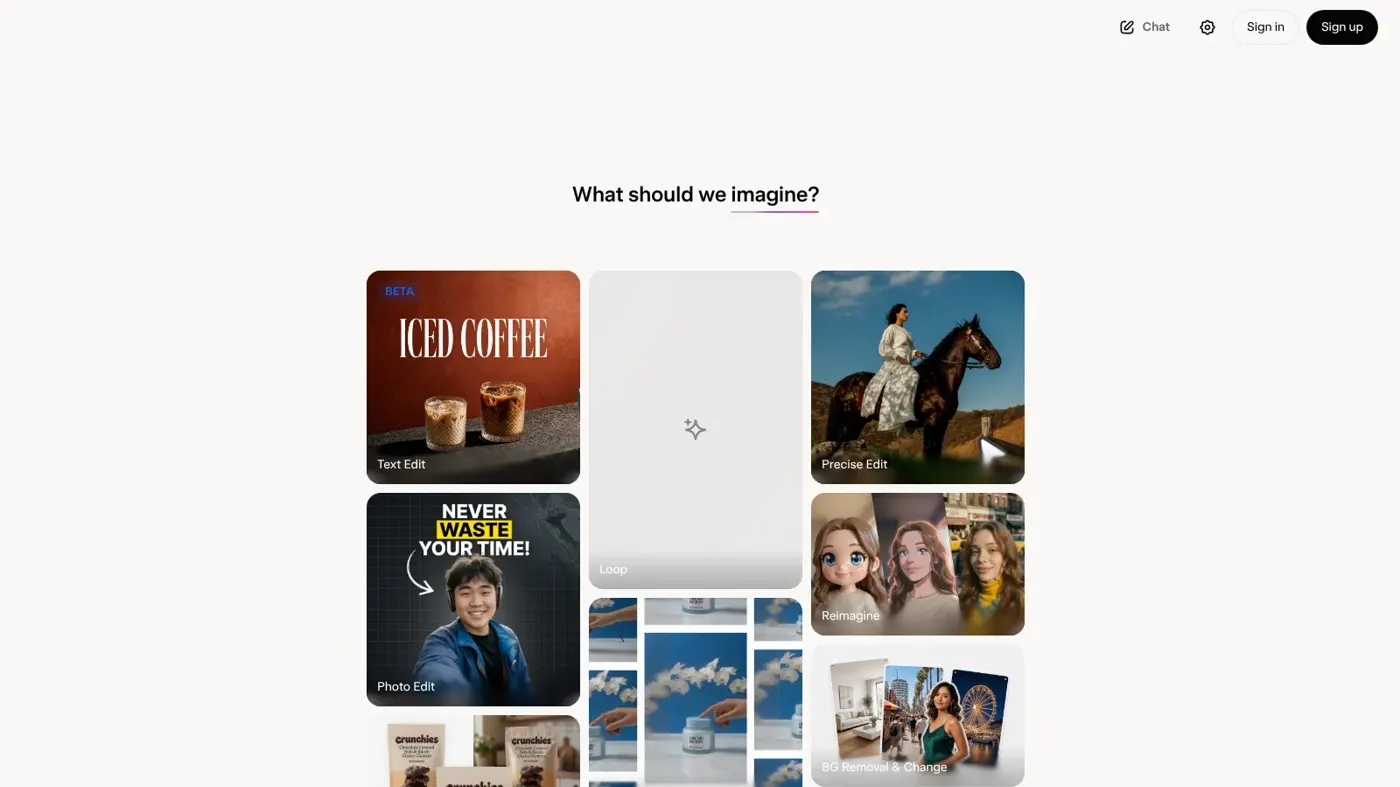 Homepage of Grok Imagine (official website)