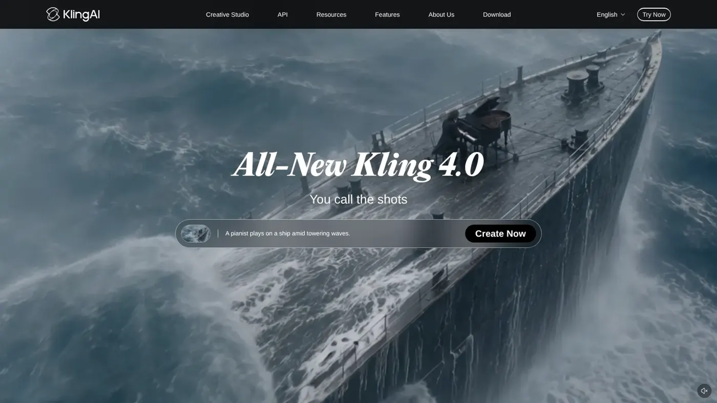 Homepage of Kling AI (official website)
