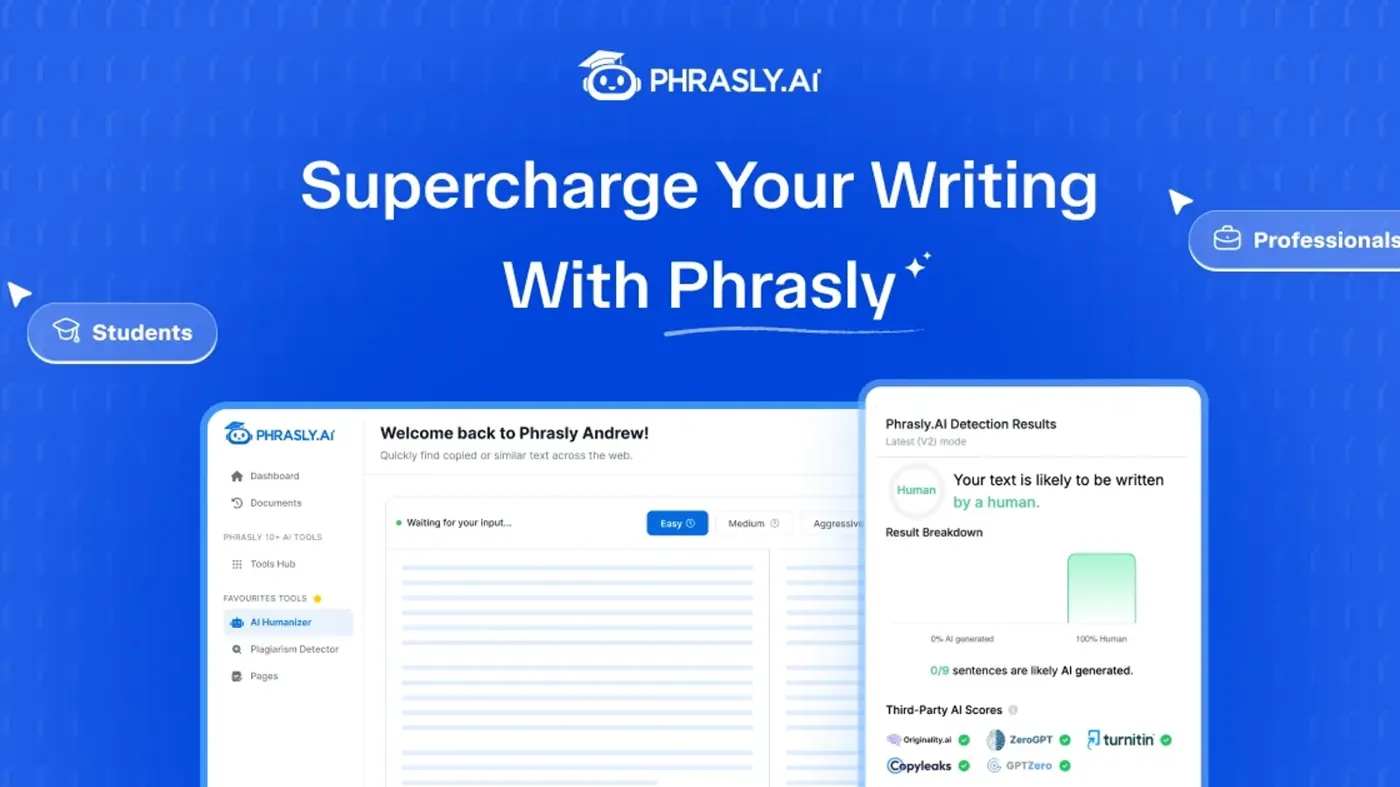 Phrasly AI image from its official website