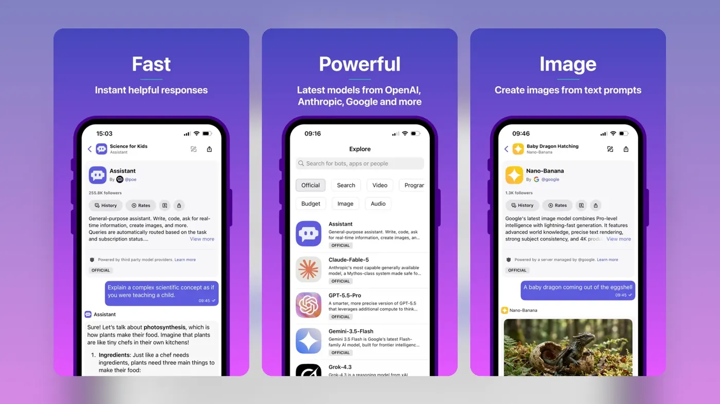 Poe app screenshots from the App Store