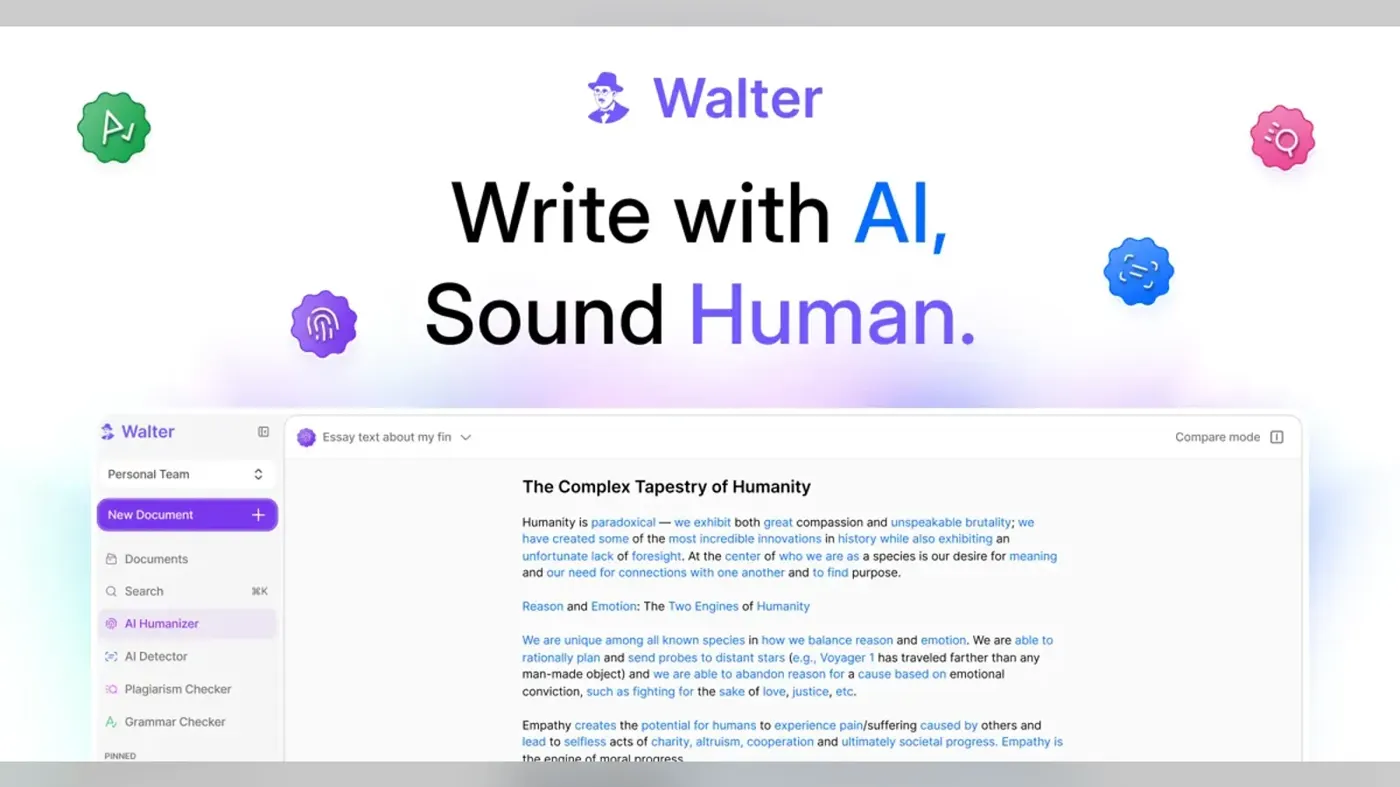Walter Writes AI homepage