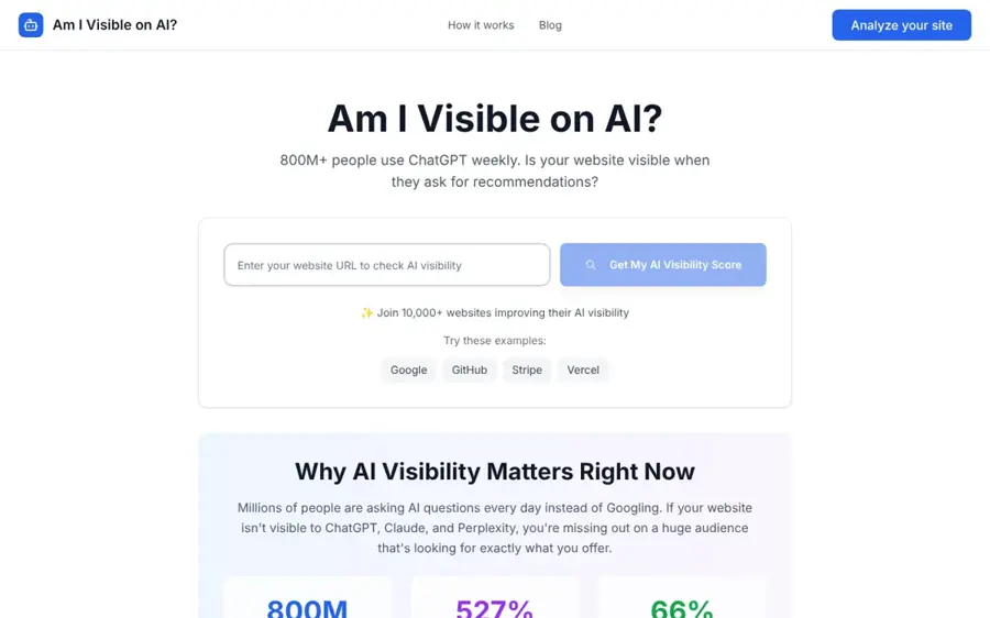 Am I Visible on AI homepage
