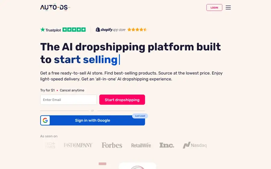AutoDS homepage