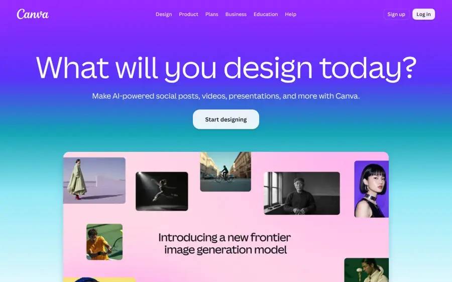 Canva homepage