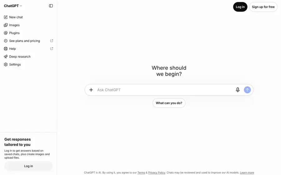 ChatGPT homepage