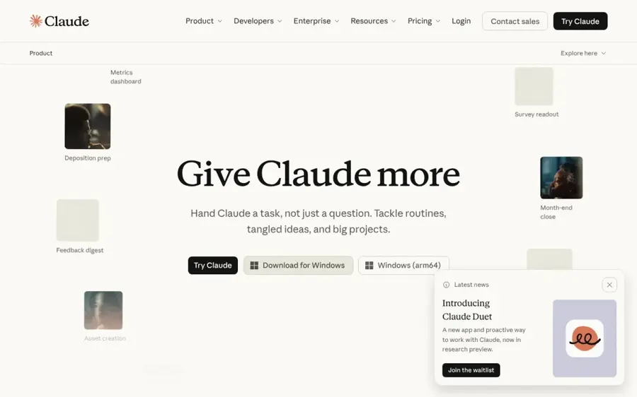 Claude homepage