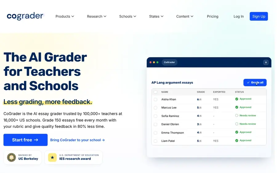 CoGrader homepage