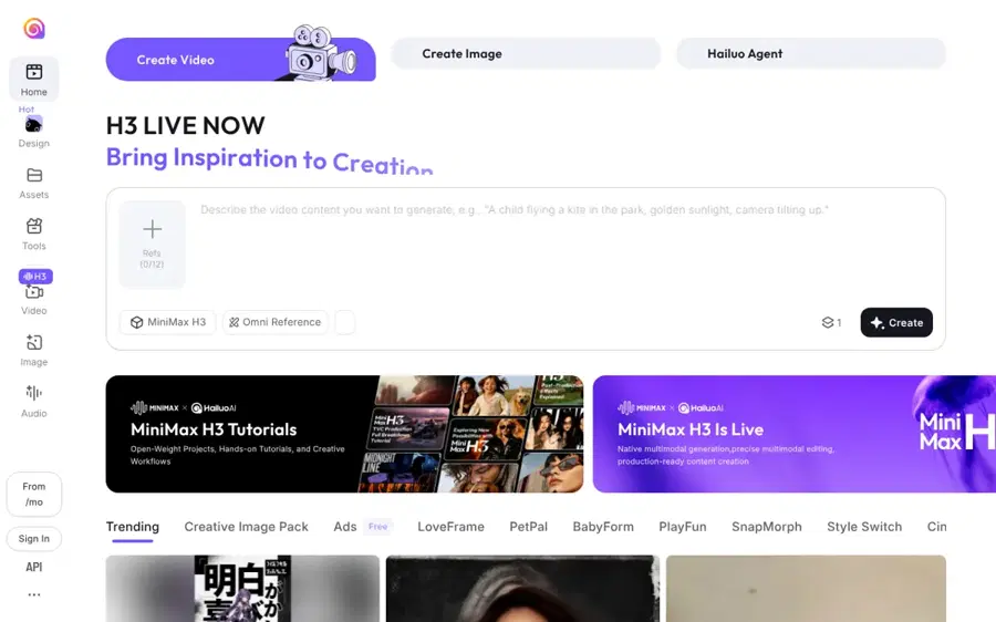 Hailuo homepage