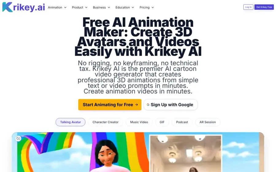 Krikey AI homepage