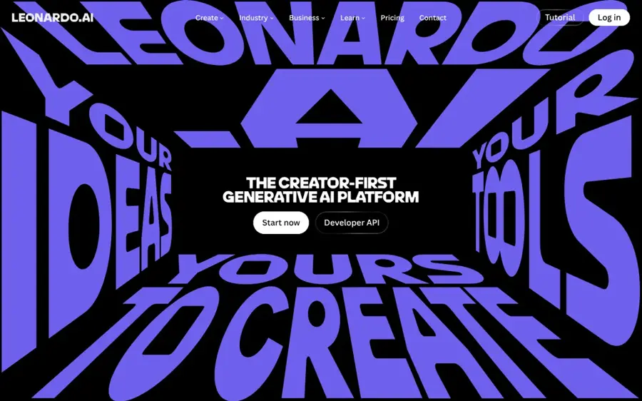 Leonardo AI homepage