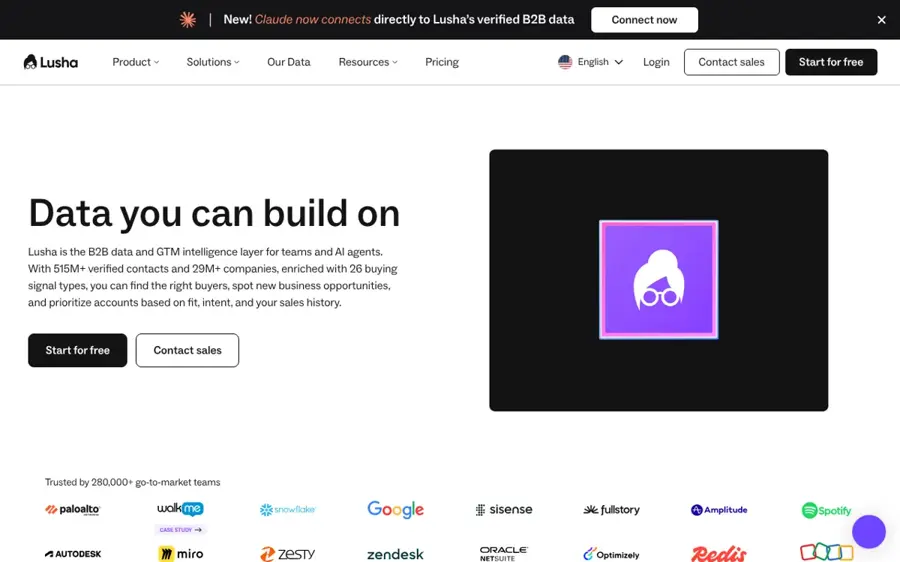 Lusha homepage