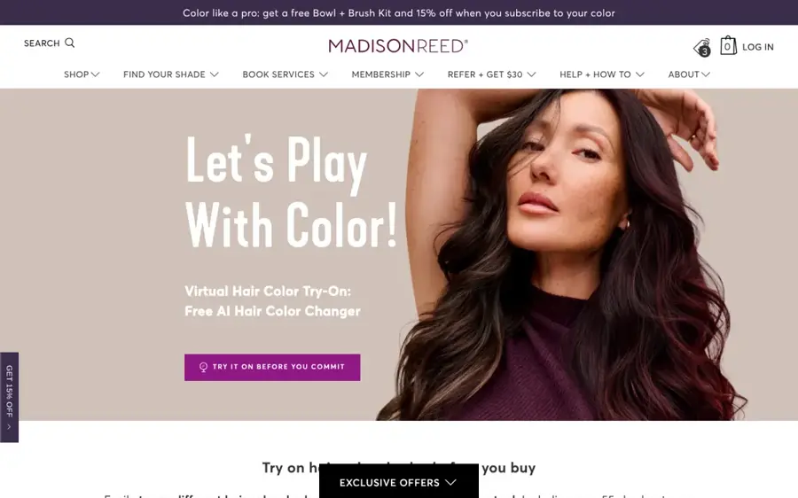 Madison Reed homepage
