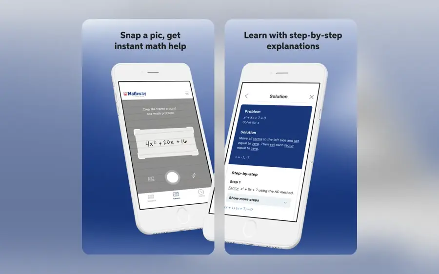 Mathway app screenshots from the App Store