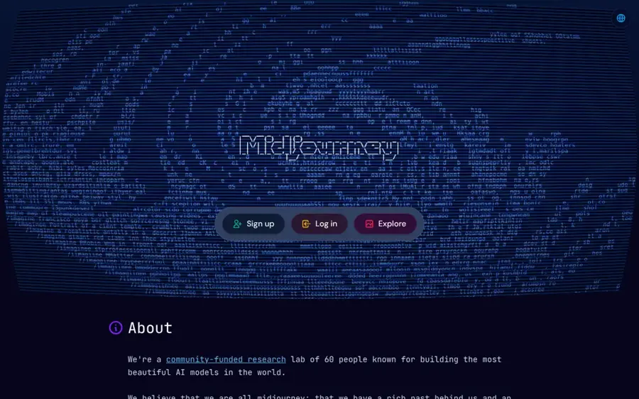 Midjourney homepage