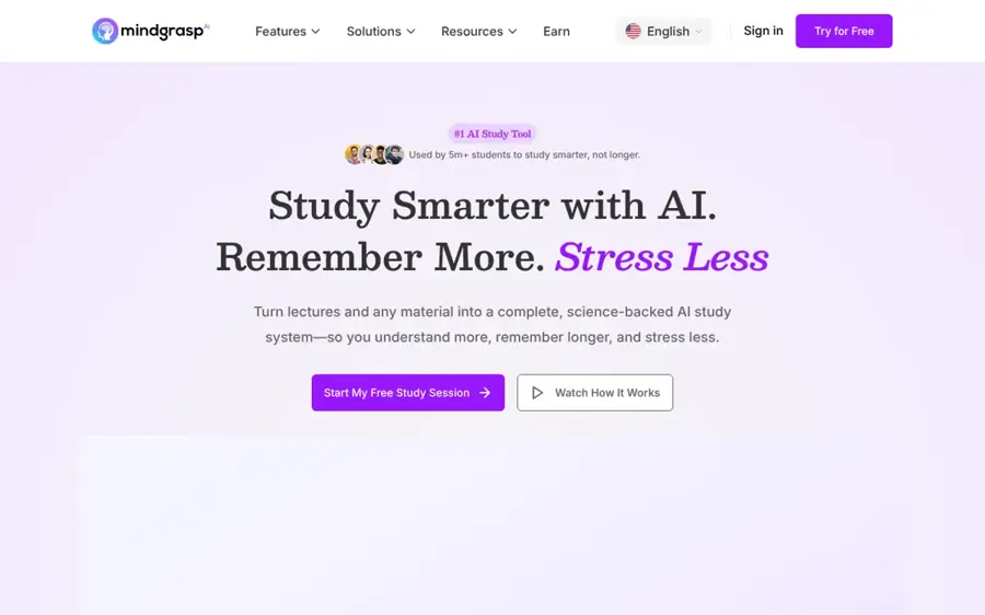Mindgrasp homepage