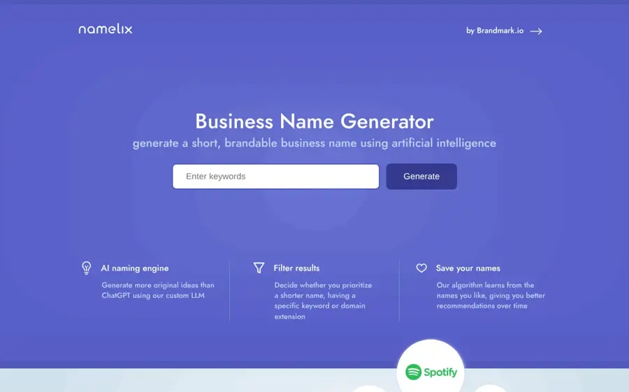 Namelix homepage