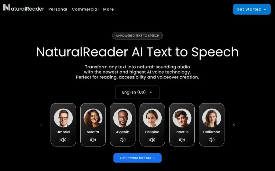 NaturalReader homepage