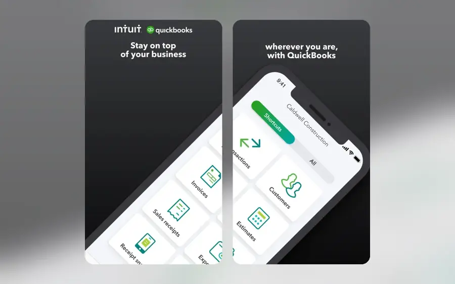 QuickBooks Online app screenshots from the App Store