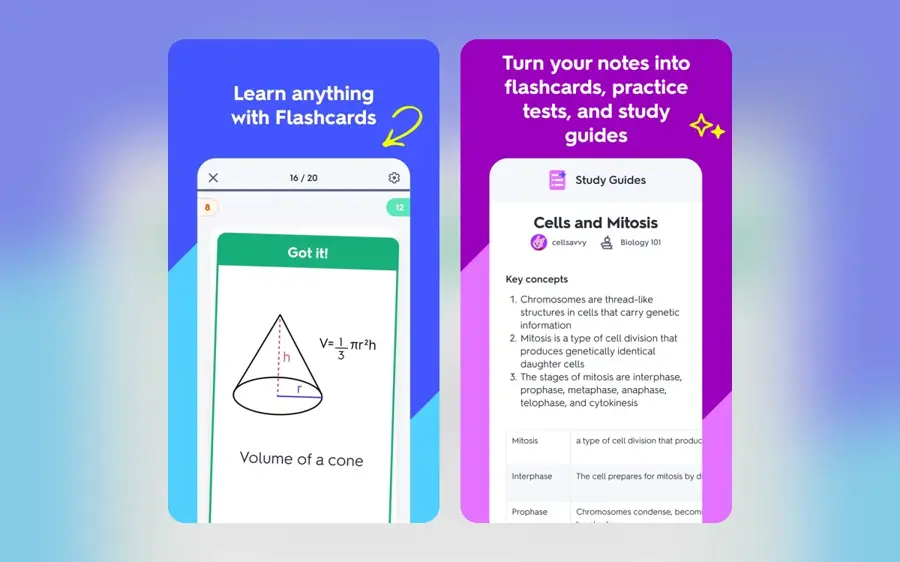 Quizlet app screenshots from the App Store