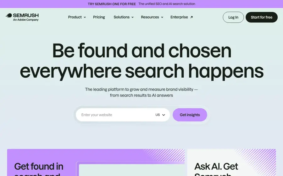 Semrush homepage