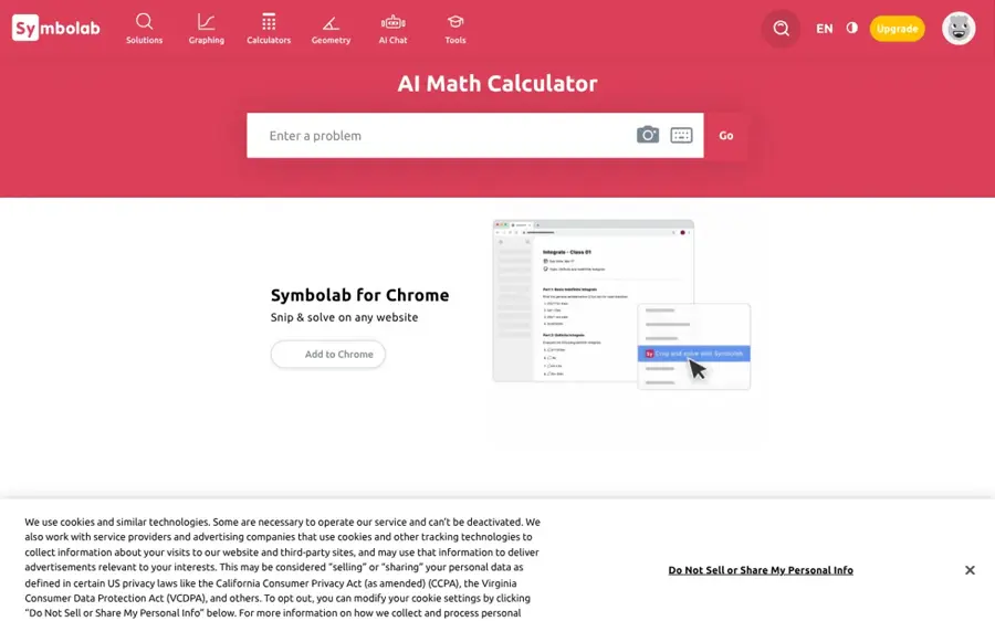 Symbolab homepage